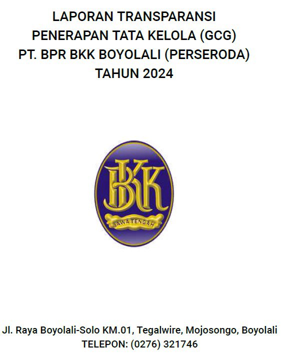 LAPORAN TRANSPARANSI TATA KELOLA PT BPR BKK BOYOLALI TH 2024